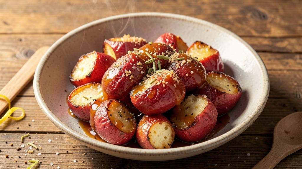 Baked Redskin Potato Recipe: Celery Crown Crunch Over Nutty Brown Sugar Bliss