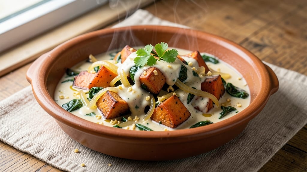 Sweet Potato And Spinach Indian Recipe: Spiced Coconut Curry With Crispy Edges
