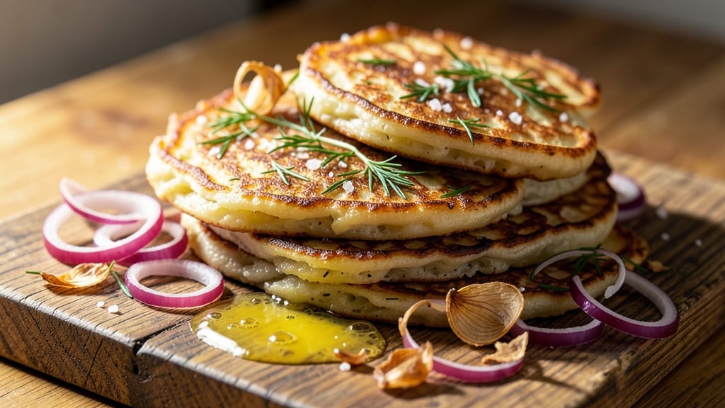 Authentic Potato Pancake Recipe: Crispy Celery Crown Over Herbed Cream Cheese Bliss