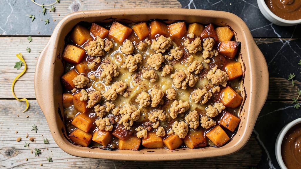 Sweet Potato Casserole Streusel Recipe: Celery Crown Crunch Over Spiced Rum Swirl