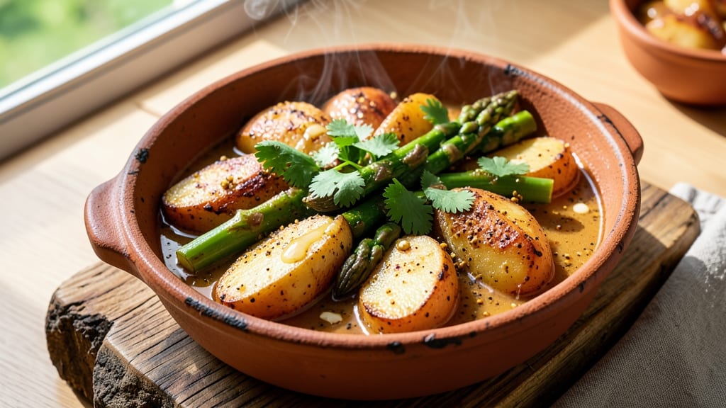 Asparagus and Potato Indian Recipe: Turmeric-Spiced Roast with Crispy Edges