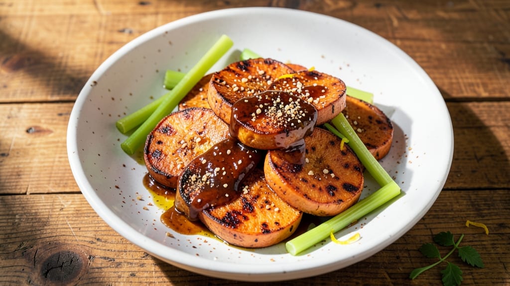 Barbeque Nation Potato Starter Recipe: Smoky Sweet Potatoes with Crispy Celery Crown