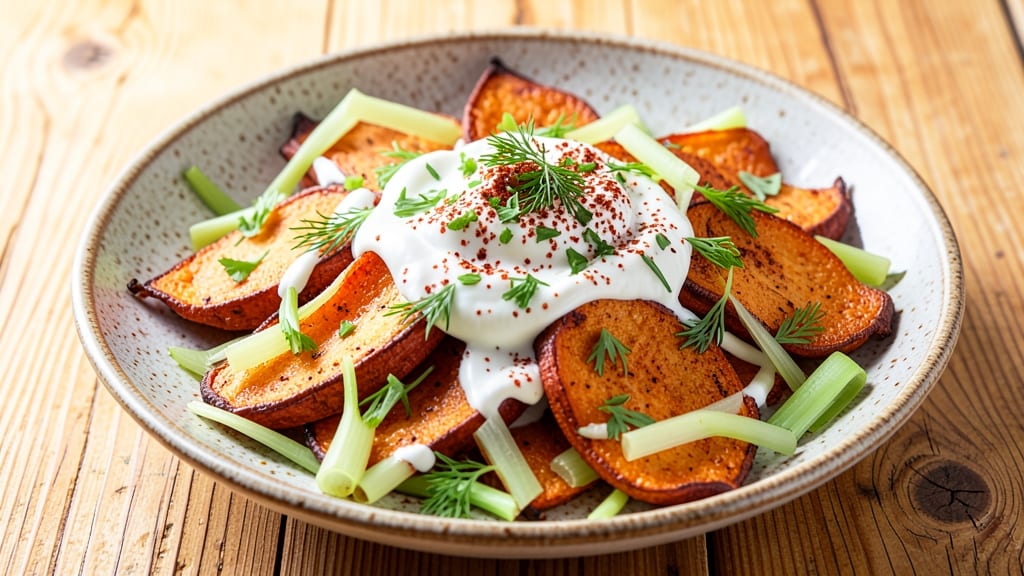 Sweet Potato Peel Recipe: Crunchy Celery Crown Over Creamy Herb Bliss