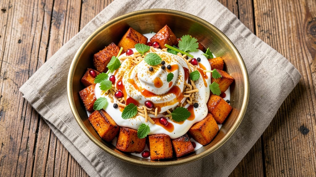 Sweet Potato Chaat Recipe Indian Style: Crispy Topped, Tangy Yogurt, Spiced Magic