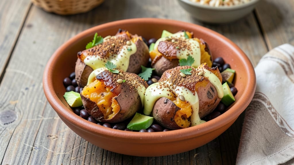 Tex Mex Smashed Sweet Potato Recipe: Smoky Cumin Crunch Over Creamy Cheese Bliss