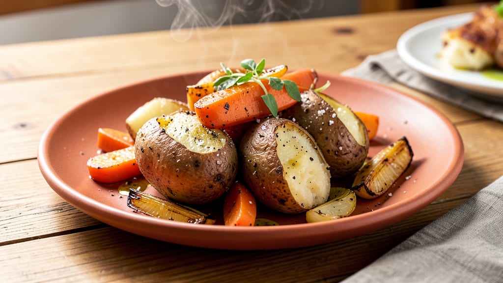 Baked Potato Carrot Onion Recipe: One-Pan Roasted Trio with Golden Caramelized Crunch