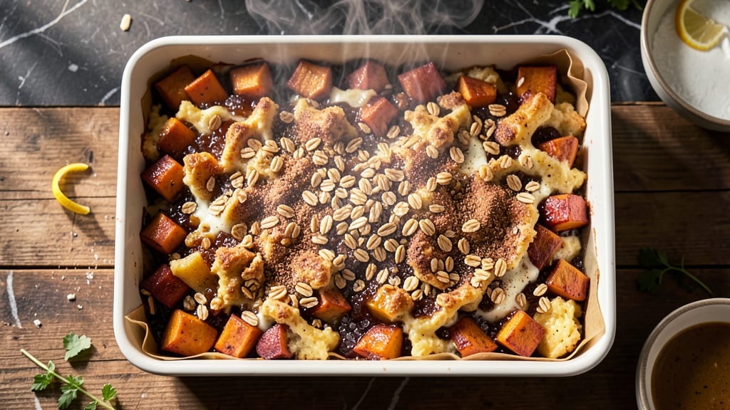 Sweet Potato Casserole Recipe With Oats: Crispy Celery Crown Over Creamy Spiced Bliss