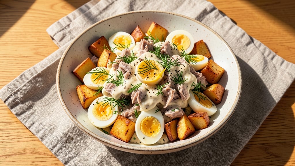 Tuna Egg Potato Salad Recipe: Crisp Celery Crown Over Creamy Herb Bliss
