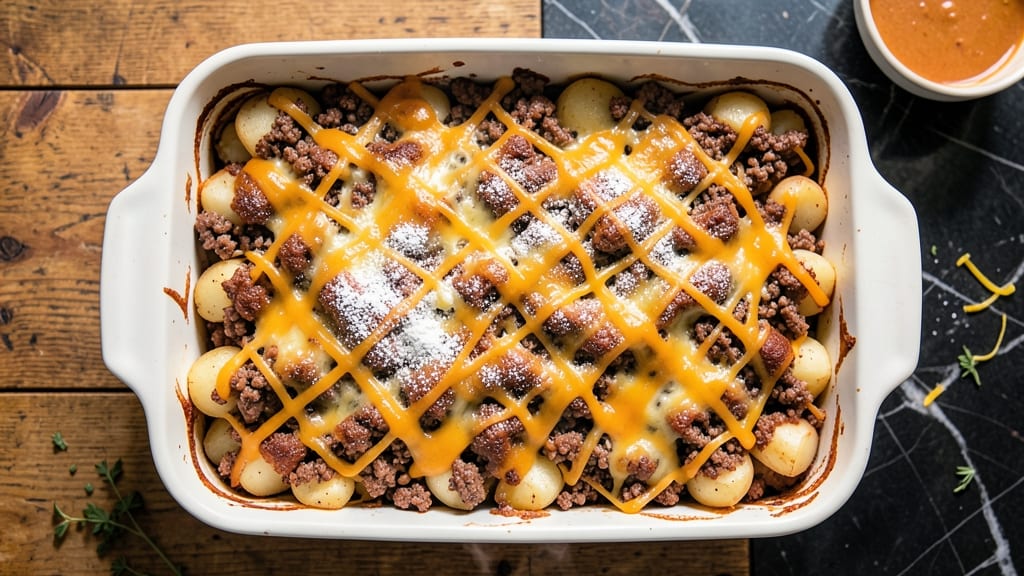 Beef Potato Cheese Casserole Recipe: Melty Cheese Crunch Over Hearty Potato Layers