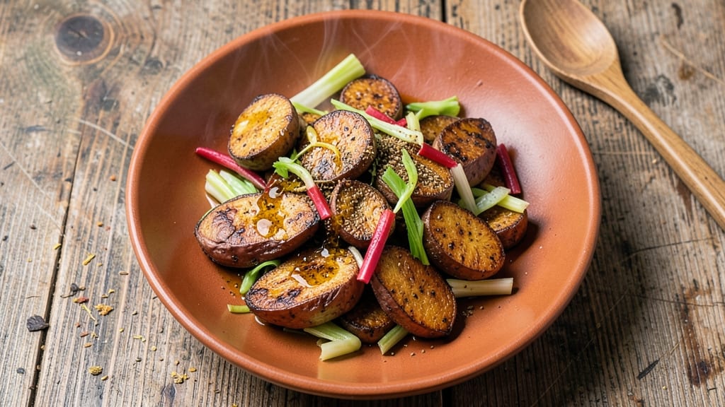 Vrat Sweet Potato Recipe: Spiced Roasted Earthiness With Crispy Celery Crown