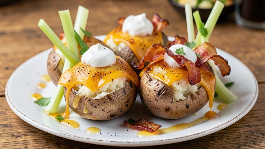 Baked Potato Bomb Recipe: Crispy Celery Crown Over Nutty Cheese Bliss