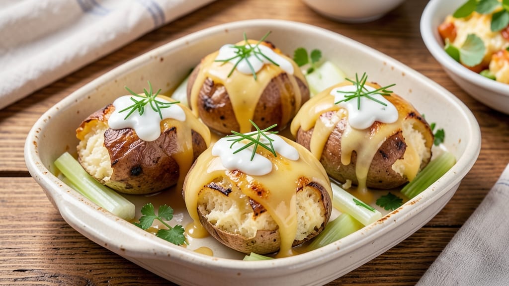 Baked Creamer Potato Recipe: Celery Crown Crunch Meets Creamy Herb Bliss