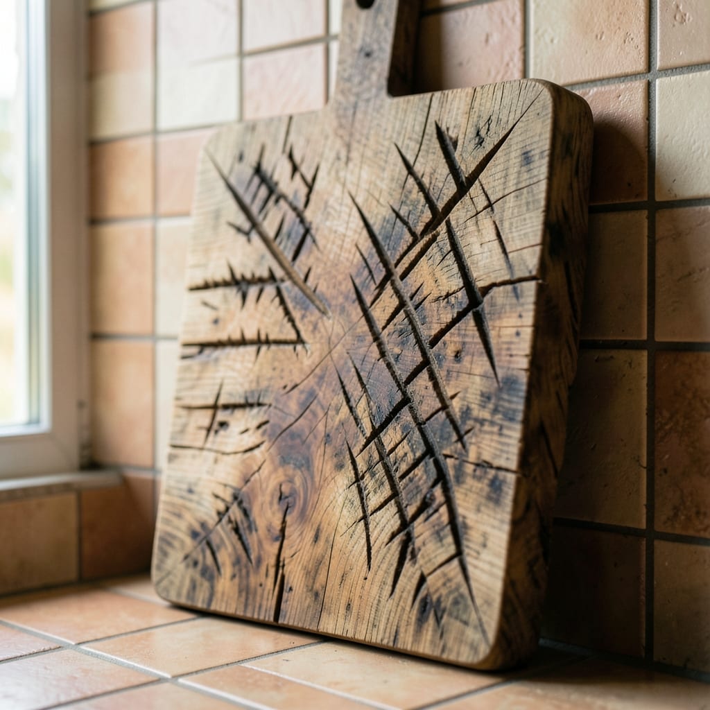 The wooden cutting board