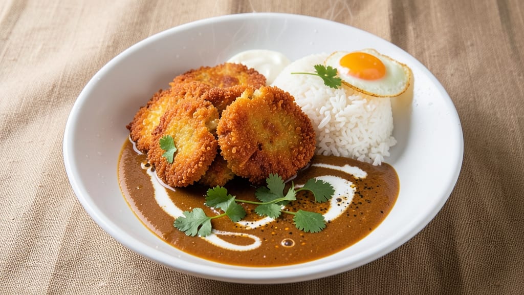 Sweet Potato Katsu Curry Recipe: Crispy Breaded Cutlets in Rich Coconut Gravy
