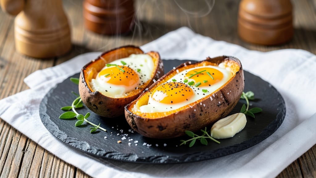 Baked Sweet Potato and Egg Recipe: Crispy Crowns Meet Fluffy Yolk Magic