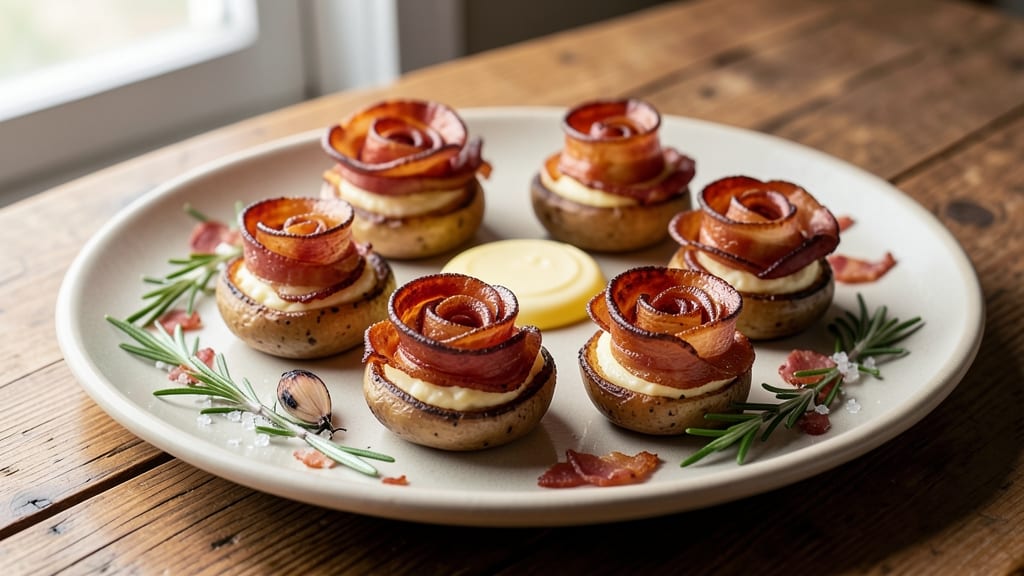 Bacon Potato Roses Recipe: Golden Twists With Crispy Bacon Blankets
