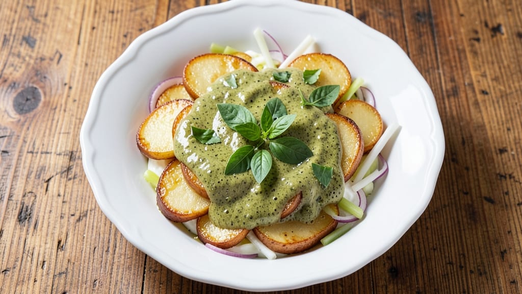 Basil Potato Salad Recipe: Herby Brightness With Crispy Celery Bites