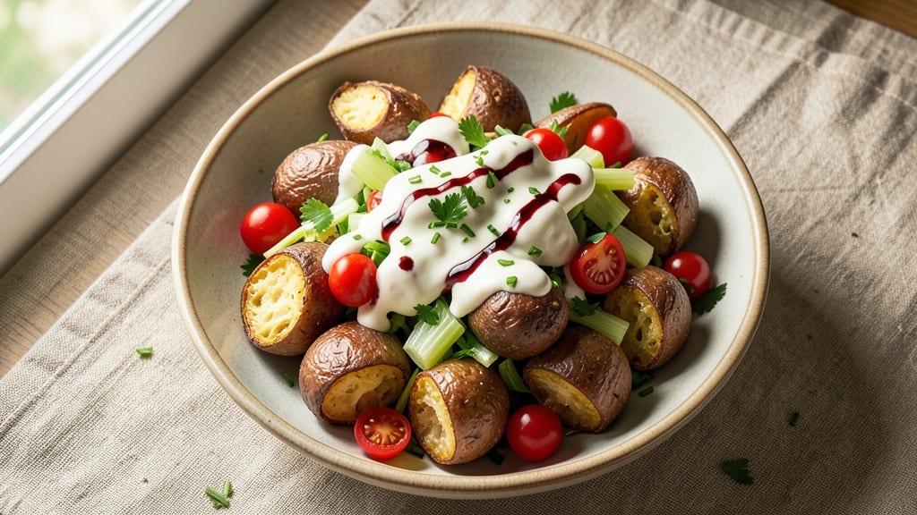Baked Red Potato Salad Recipe: Warm, Creamy Layers With Crispy Celery Crowns